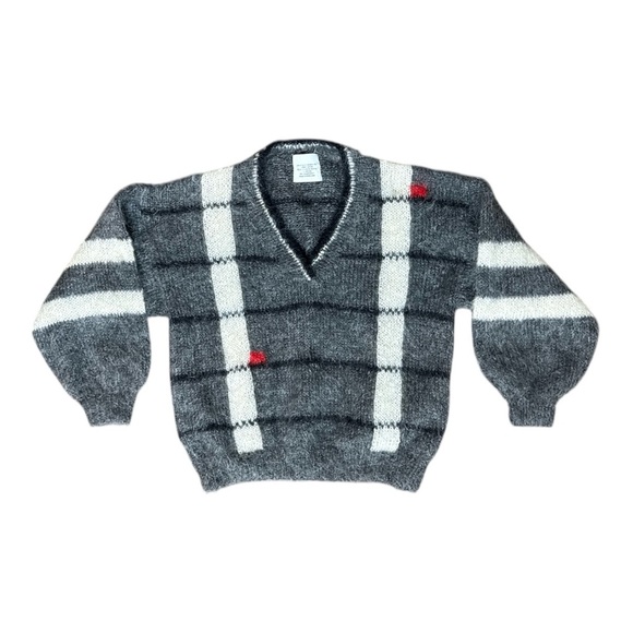 AN ORIGINAL HAND KNIT BY ANNE LESTER MOHAIR & WOOL BALLOON SLEEVE V NECK SWEATER - Picture 4 of 13